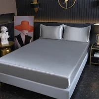 Luxury Satin Fitted Sheet High-End Solid Color Mattress Cover With Elastic Band Bed Sheet Rayon Fit Sheet 1