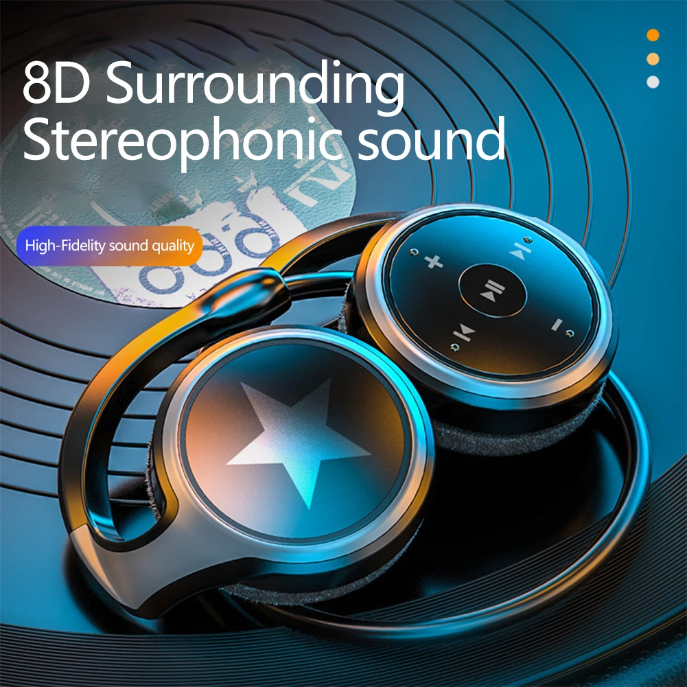 TWS Sport Headphone Wireless Bluetooth 8D Surround Heavy Bass Hifi Music Bluetooth Earphones With Mic Support FM/TF Card
