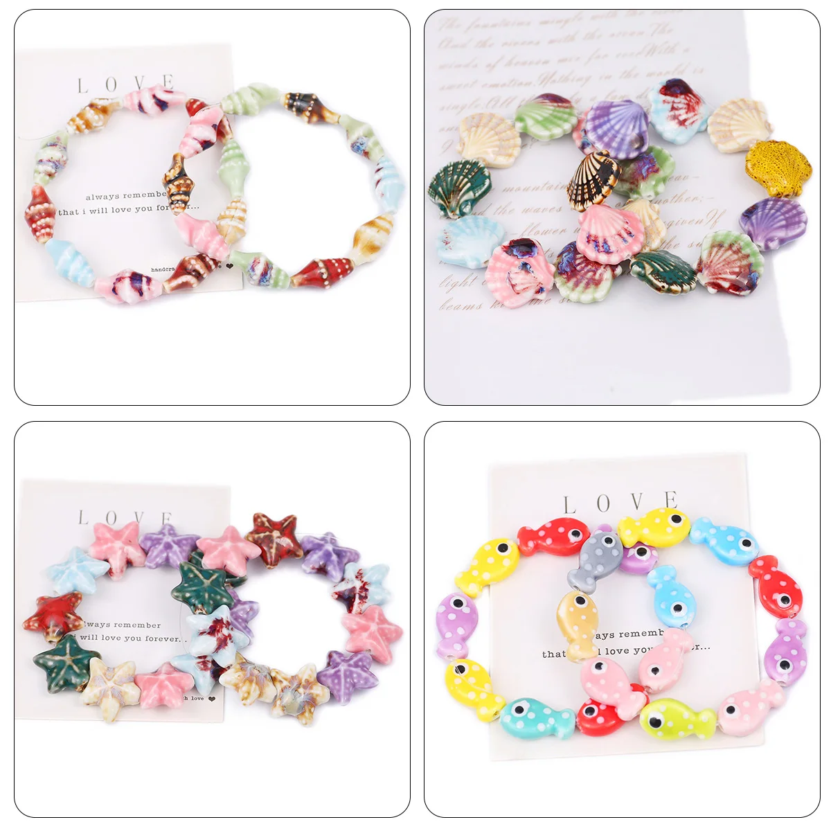 20pcs Multicolor Floral Oblate Ceramic Spacer Beads