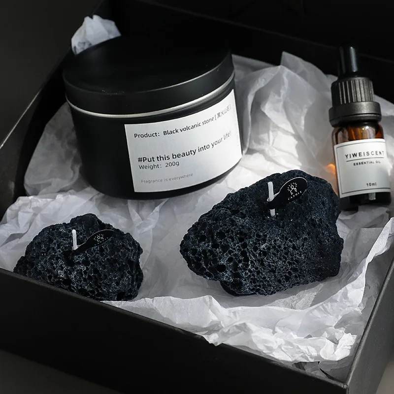 Bougie noire météorite parfumée ci-après, décoration de chambre