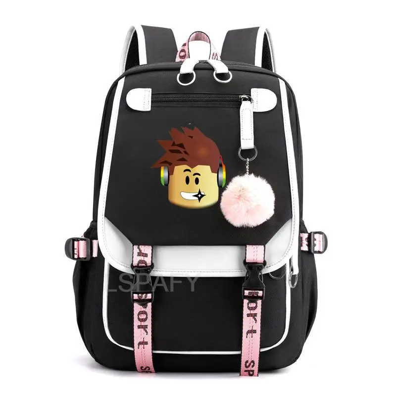 ROBLOX-Bolsa de desenho animado para crianças, mochila versátil de moda,  carregamento USB, presente de lona para meninos e meninas