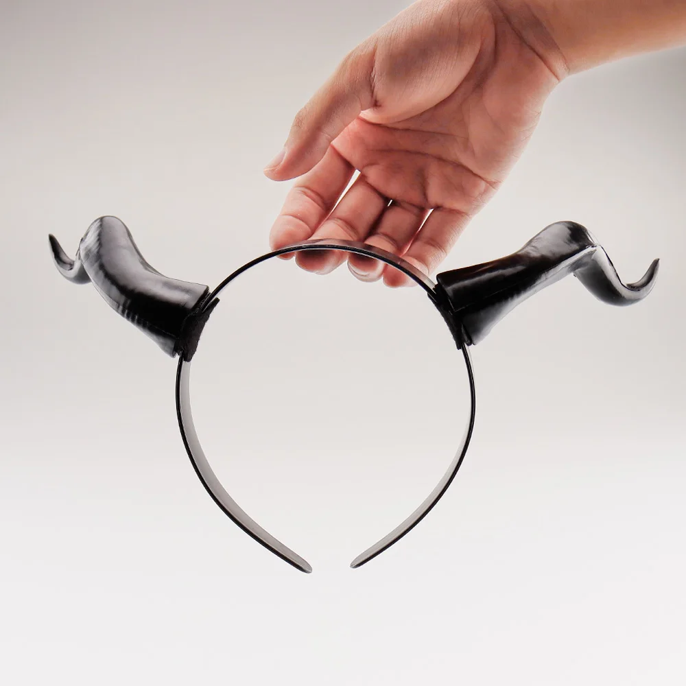 Frauen Schwarze Königin Hexe Dämon Hörner Kopfschmuck Cosplay Tier Antilope Ochse Teufel Mädchen Kopfschmuck Halloween Party Kostüm Stirnband – Detail 9
