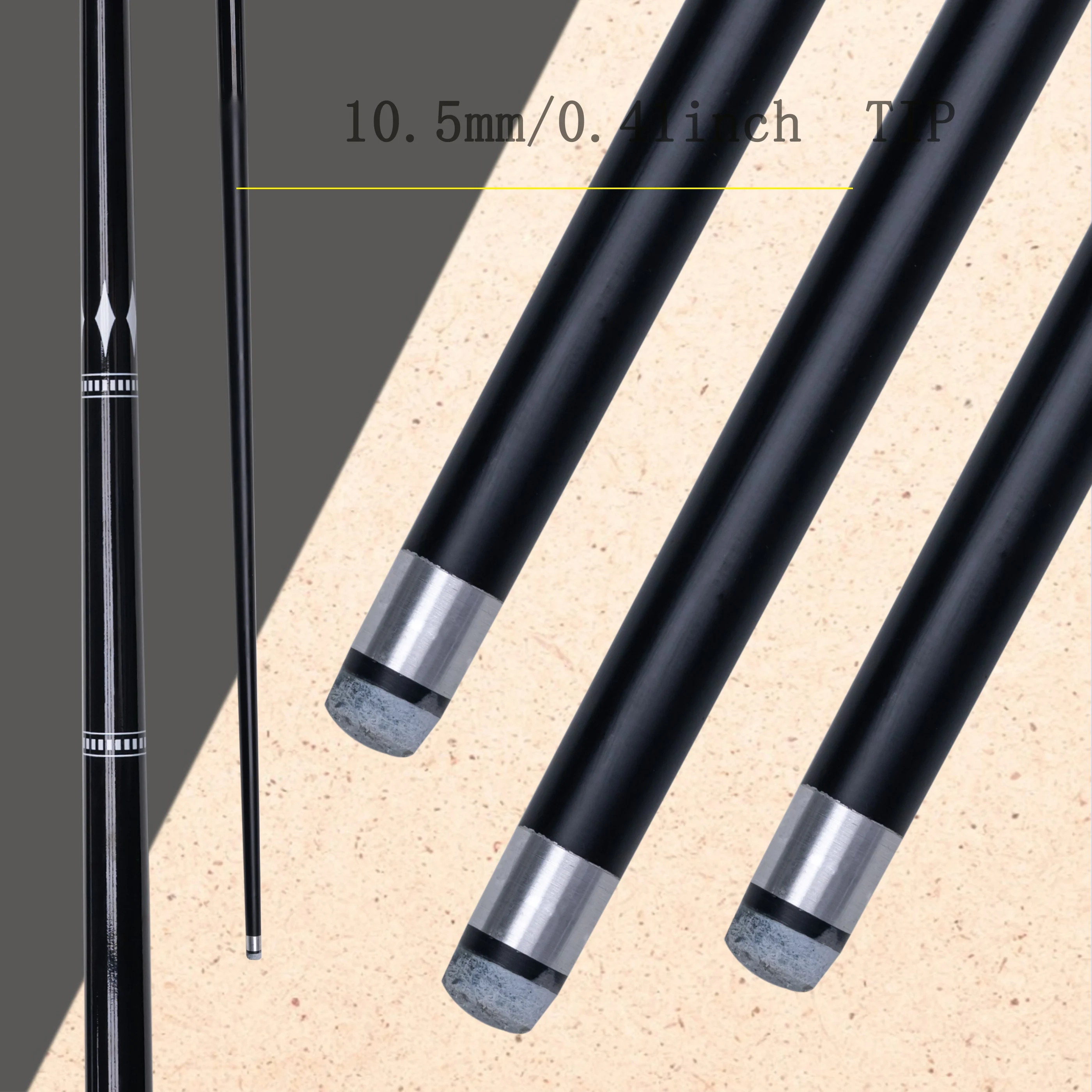 Composite Carbon Billiard Cue 10.5mm Tip Non Slip Grip Black Shaft Design Ideal for American Pool and Carom Billiards