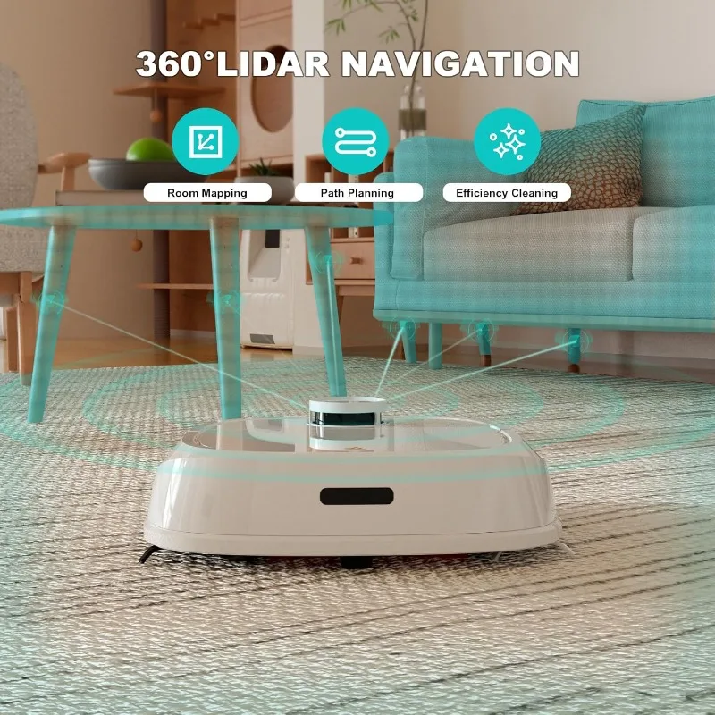 TECBOT M1 Pro Robot Vacuum and Mop-LiDAR Robotic Vacuum Cleaner for Home with Pet Hair,Carpet,Hardwood Floors,Auto Smart Mopping