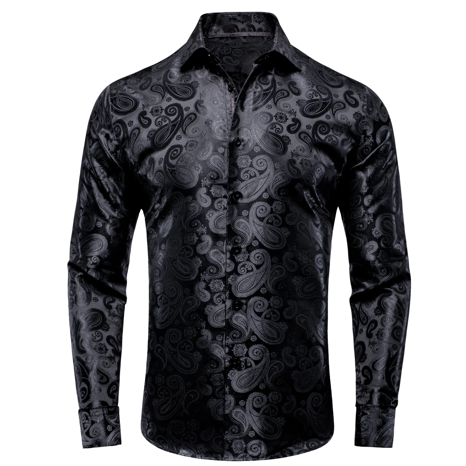 Hi-Tie Black Silk Mens Shirt Vest Tie Hankerchief Cufflinks Jacquard Paisley Floral Male Blouse Waistcoat Designer Wedding Party