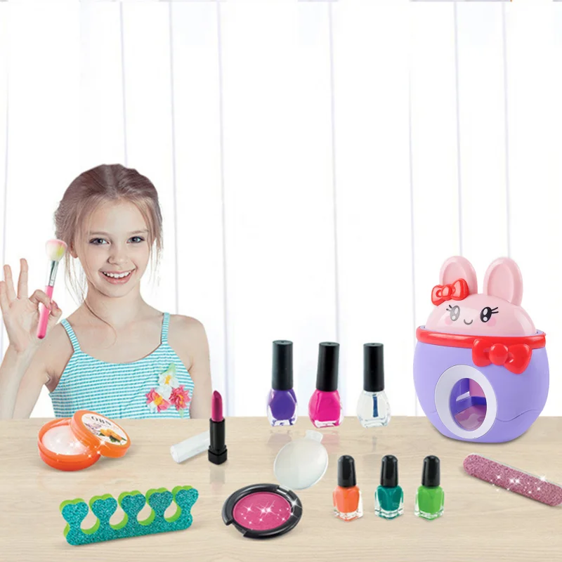 17Pcs/Set DIY Nail Printer Manicure Makeup Toys Kids Nail Art Kit Pretend Play Toys Set Gift For Girls Toys Nail Stamper Set 2