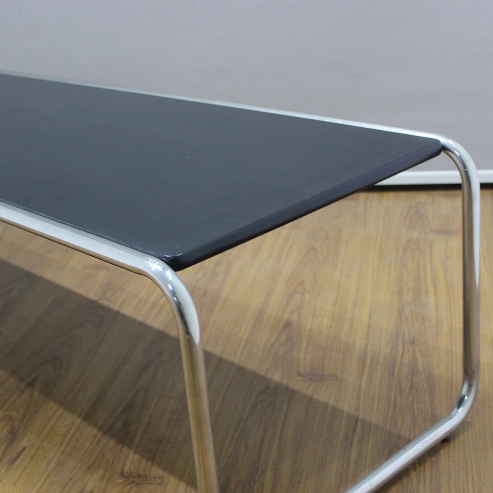 Modern mid-century white and black coffee table living room stainless steel wooden rectangular black vintage nordic furniture