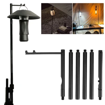 1-5Pcs Outdoor Camping Aluminum Alloy Foldable Lamp Post Pole Portable Fishing Hanging Light Fixing Stand Holder Lantern Stand 2