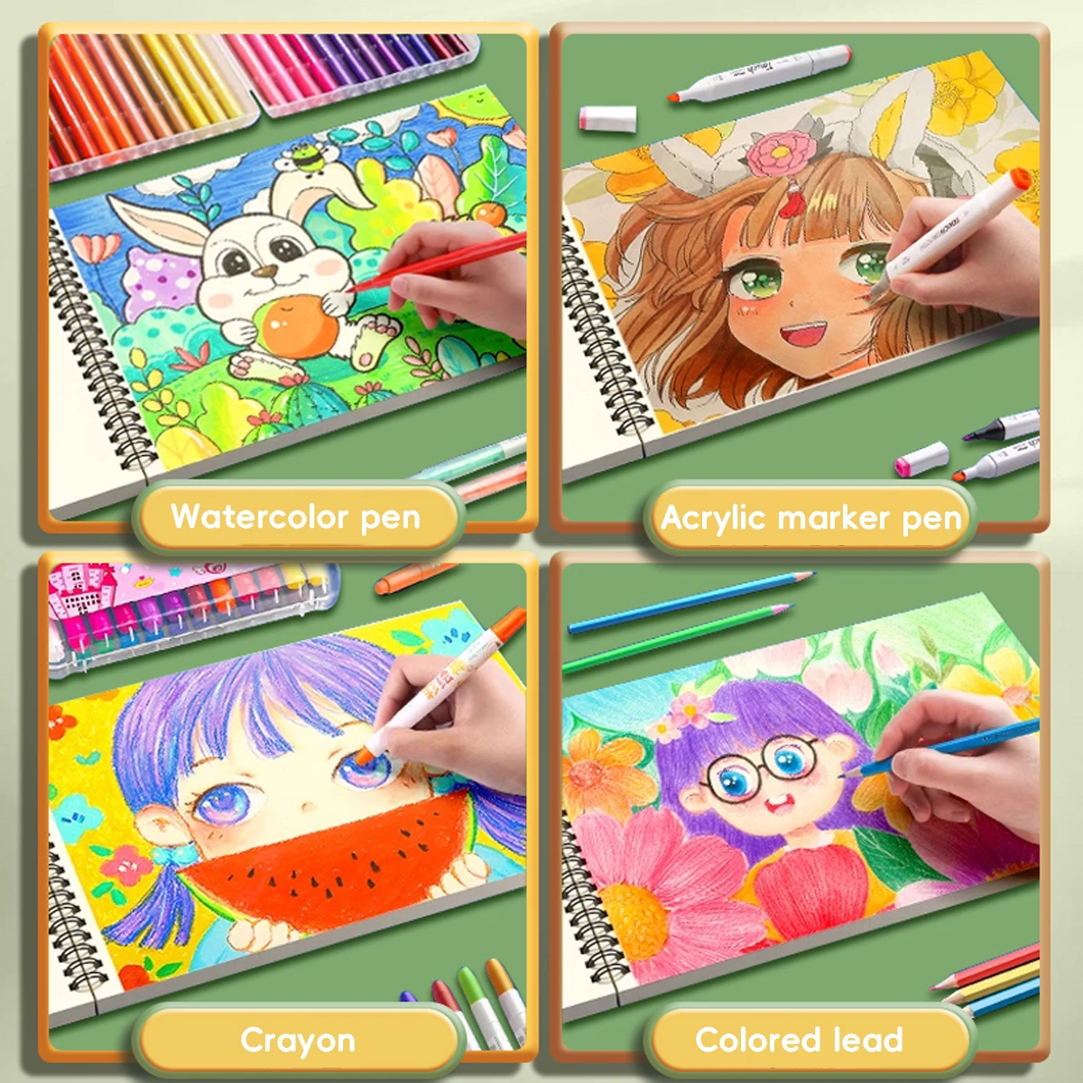 1pcs Kawai Capybara Picture Book A4 Thickened 50 Sheets of Paper Children's Blank Sketch Art School Students' Drawing Supplies 2