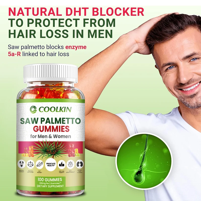 Saw Palmetto Gummies-for Men Prostate, Urinary Tract and Bladder Health, Hair Growth, Hormone Balance