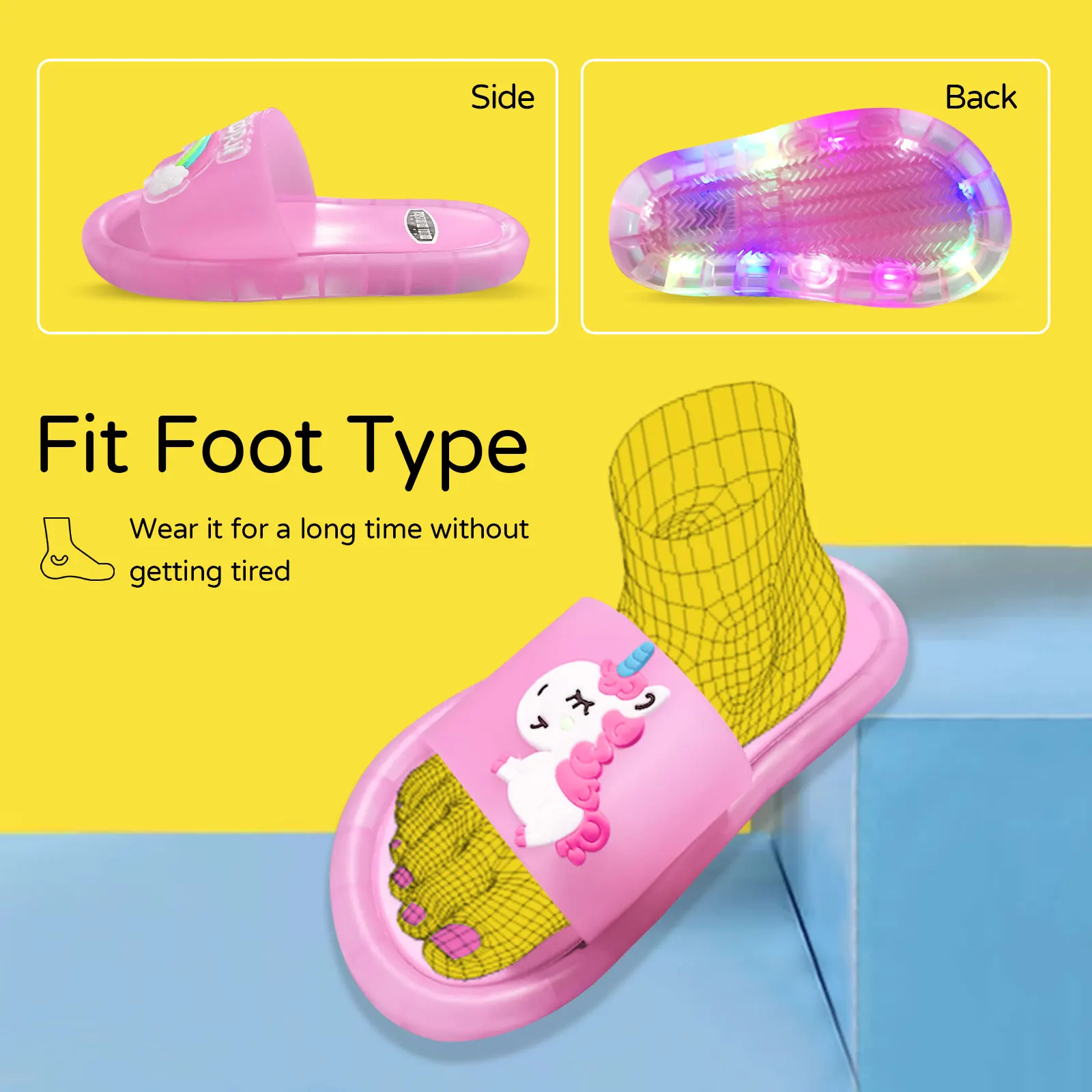 2022 Kids Slippers Cartoon Children Unicorn LED Slippers Baby Bathroom Sandals Kids Shoes for Girl Boys Light Up Shoes Toddler bata children's sandals