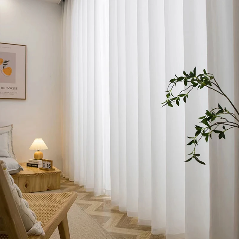 Asazal branco tule de alta qualidade fio grosso luxo chiffon janela cortinas para o quarto villa opaco sala estar decoração