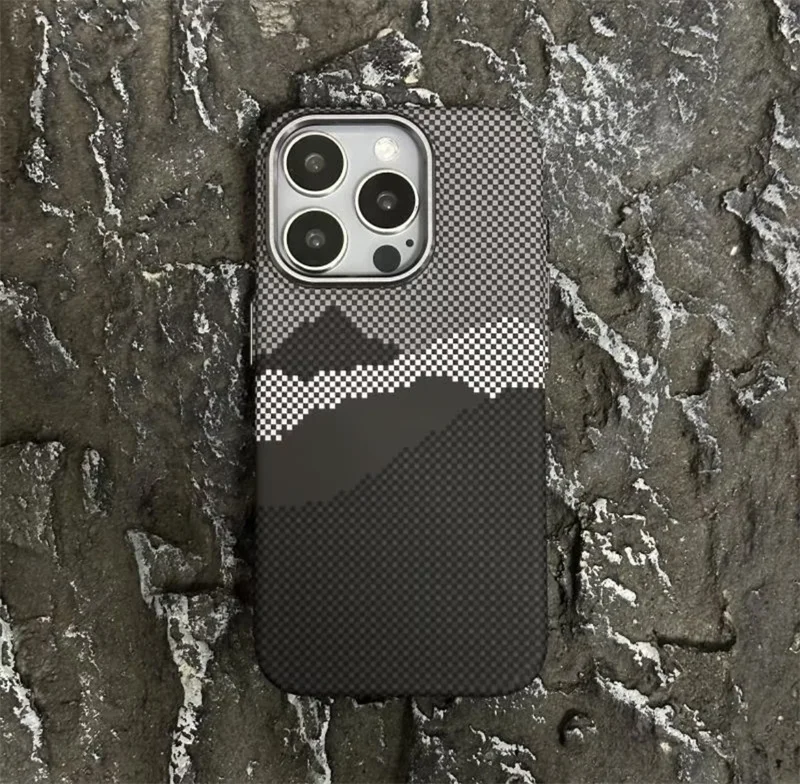 Carbon Fiber Relief MagSafe Case with Alloy Lens