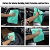 AUTOBRIGHT 40x40CM Microfiber Cleaning Towel Green Wash Towels Extra Soft for Car Cleaning Drying 1200gsm Cloth Car Wash Tools 3