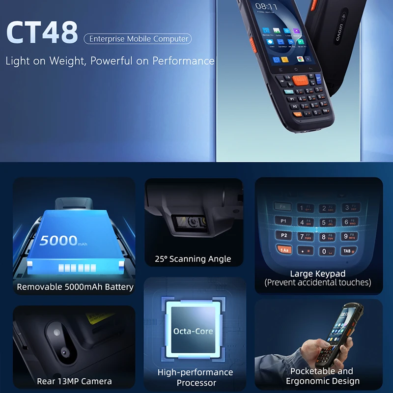 UROVO CT48 NFC Data Collector Android PDA Handheld Terminal Bluetooth WIFI GPS 2D Barcode Scanner ERP Express Universal Bar Gun