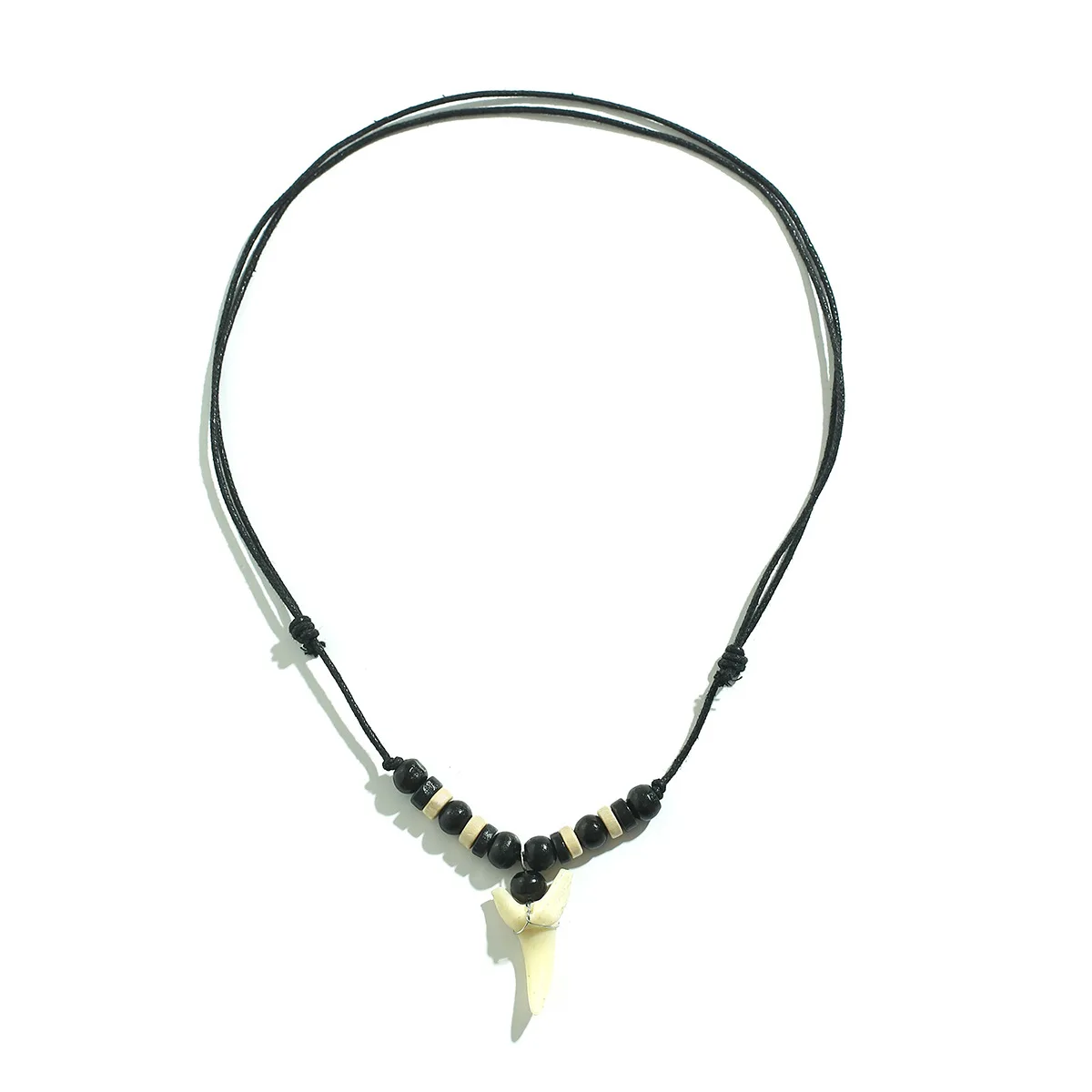 Men's Necklace Woman's Imitate Bone Pendant Tibetan Amulet Fangs Vintage Tibet Acrylic Shark Tooth Charm White Brown