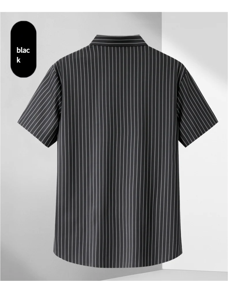 Summer striped short-sleeved t-shirt half-sleeved tops T-shirt in half open collar men's ice silk without trace polo shirt 20 Sd545cf6ea40c42c8890732a77c1b4caaU