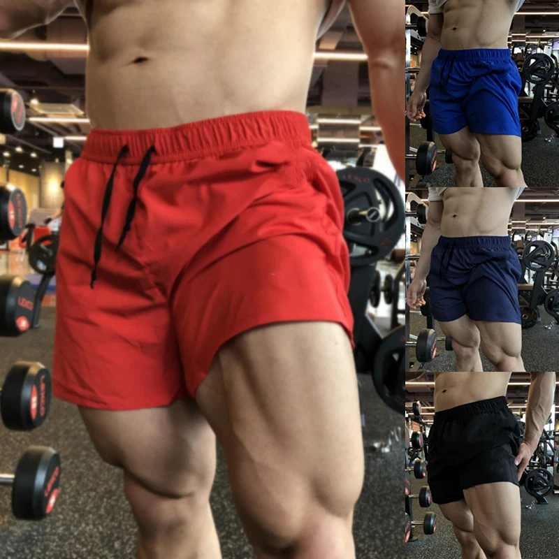 SolidCasualQuickDrySportsShortsForMenSummerGymFitness