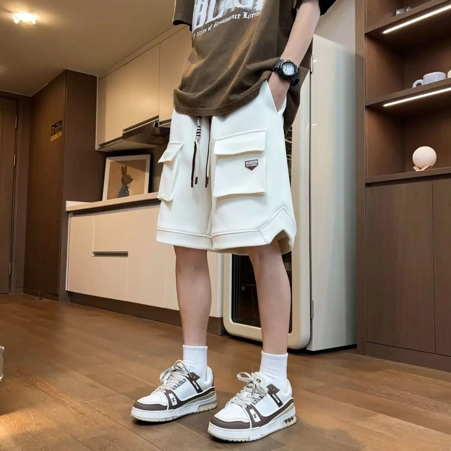 Shorts men's workwear summer American retro trendy brand  casual loose outer wear large size versatile five-point medium pants