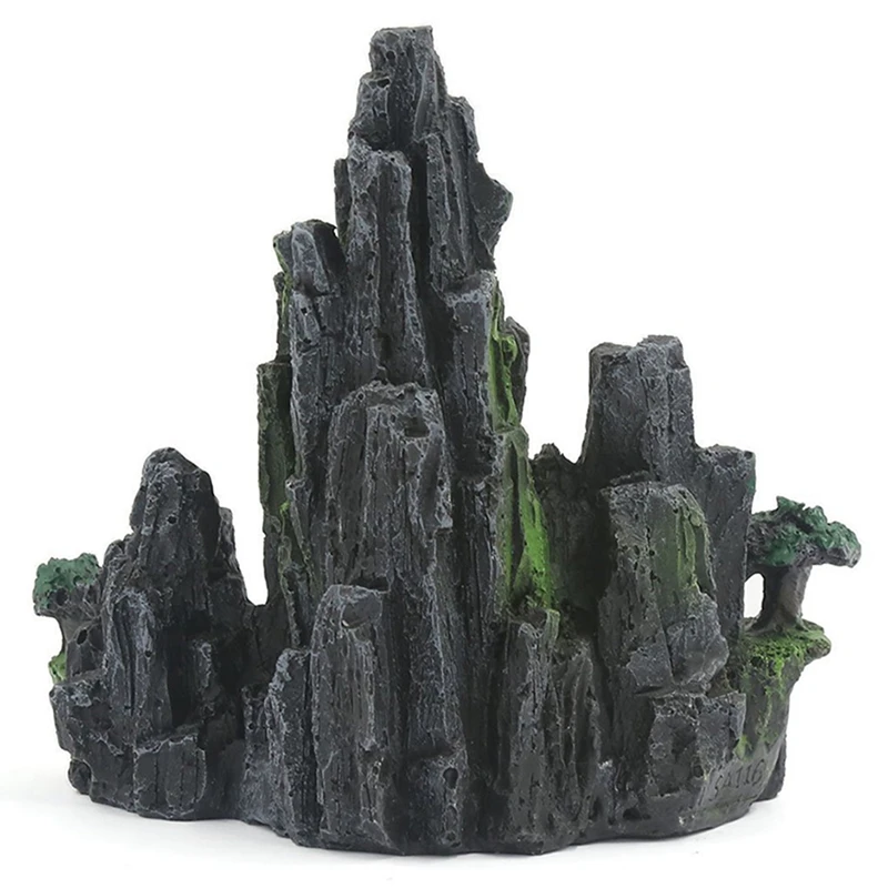 

2X Aquarium Ornament Resin Rockery Artificial Hill Resin Mountain View Rock Decorating Ornament Fish Tank-B
