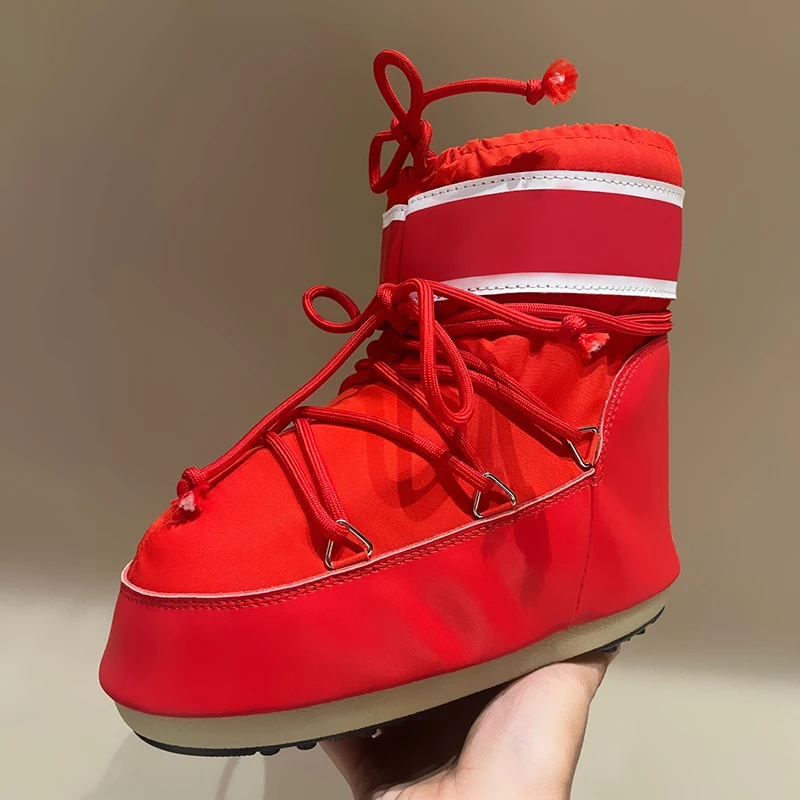 

Winter Warm Women's Boots 2024 New Wear Resistant Round Toe Lace-up Ankle Boots Non-slip Height Increasing Female Shoes