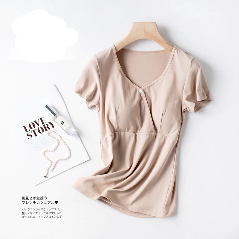 Summer Fashion Short Sleeve Breastfeeding T-shirt Pregnant Women Postpartum Mommy Outing Tops Maternity Mother Nursing Clothes 2