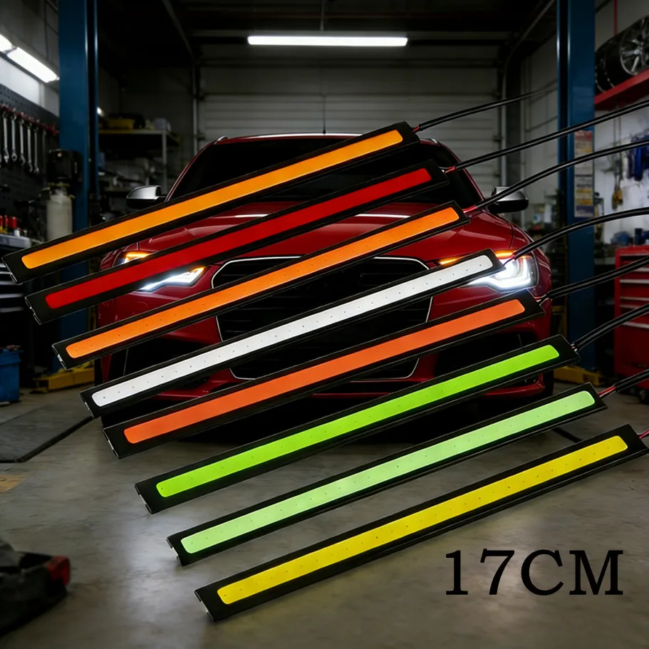 10개 17cm COB LED 스트립 라이트 (자동차용), 방수 DRL 주간 주행등..