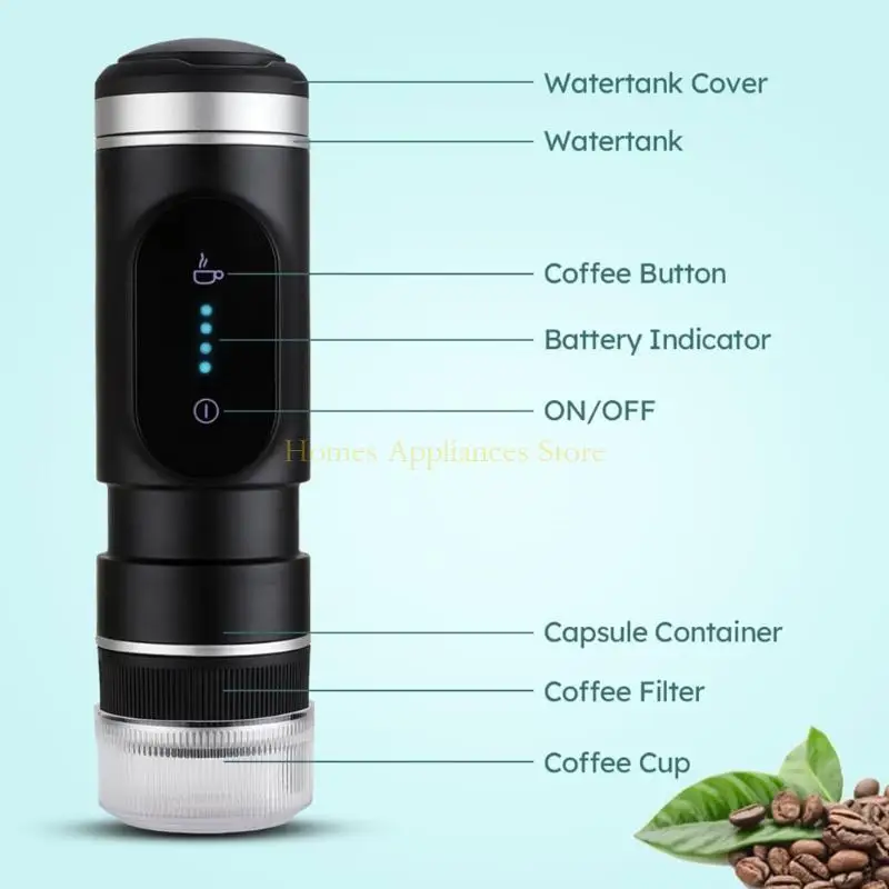 D0AB Fast Espresso Coffee Machine Car Outdoor Camping Portable NestlesCoffeeCapsules