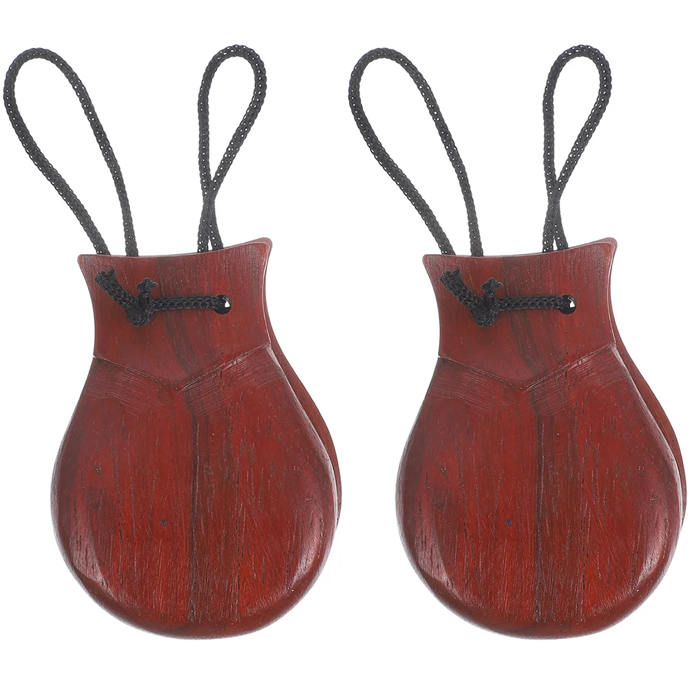 

2 Pcs Without Handle Large Stemless Castanets Percussion Instrument Spanish 1 Handheld Pear Wood Wooden