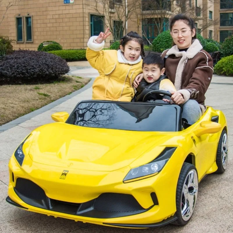 더블 시트 어린이 전기 자동차 4 륜 앉아 성인 어린이 원격 제어 대형  전기 자동차 장난감 자동차