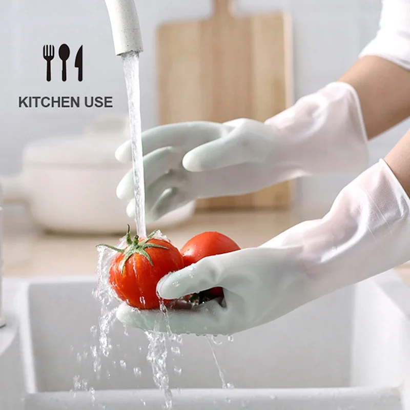 2Pcs Dishwashing Gloves Household Cleaning Tool Rubber Glove for Washing Clothes Magic Housework Kitchen Gloves Gradient Color
