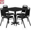 5-Piece Square Dining Table Set with X-Base and 4 Trapezoidal Back Chairs Durable Restaurant Cafe Banquet Furniture 1