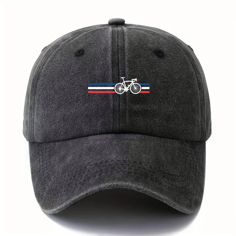 Modische bedruckte Fahrrad-Baseballkappe, leichte Retro-Mütze mit gebogener Krempe, geeignet für Outdoor-Urlaub, Camping und Freizeit