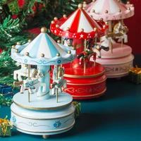 Christmas Musical Carousel Music Box Carousel Octave Box Home Decoration Rotating Musical Horse Birthday Gifts for Children Kids 2