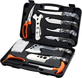 OUTDOORS Hunting Deer Knife Set Field Dressing Kit Portable Butcher Game Processor Set, 12 Pieces 2