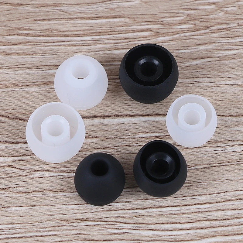6 Pairs/2*(S+M+L) Universal In-ear Earphone Headphoe Earbuds Silicone Rubber Black/White