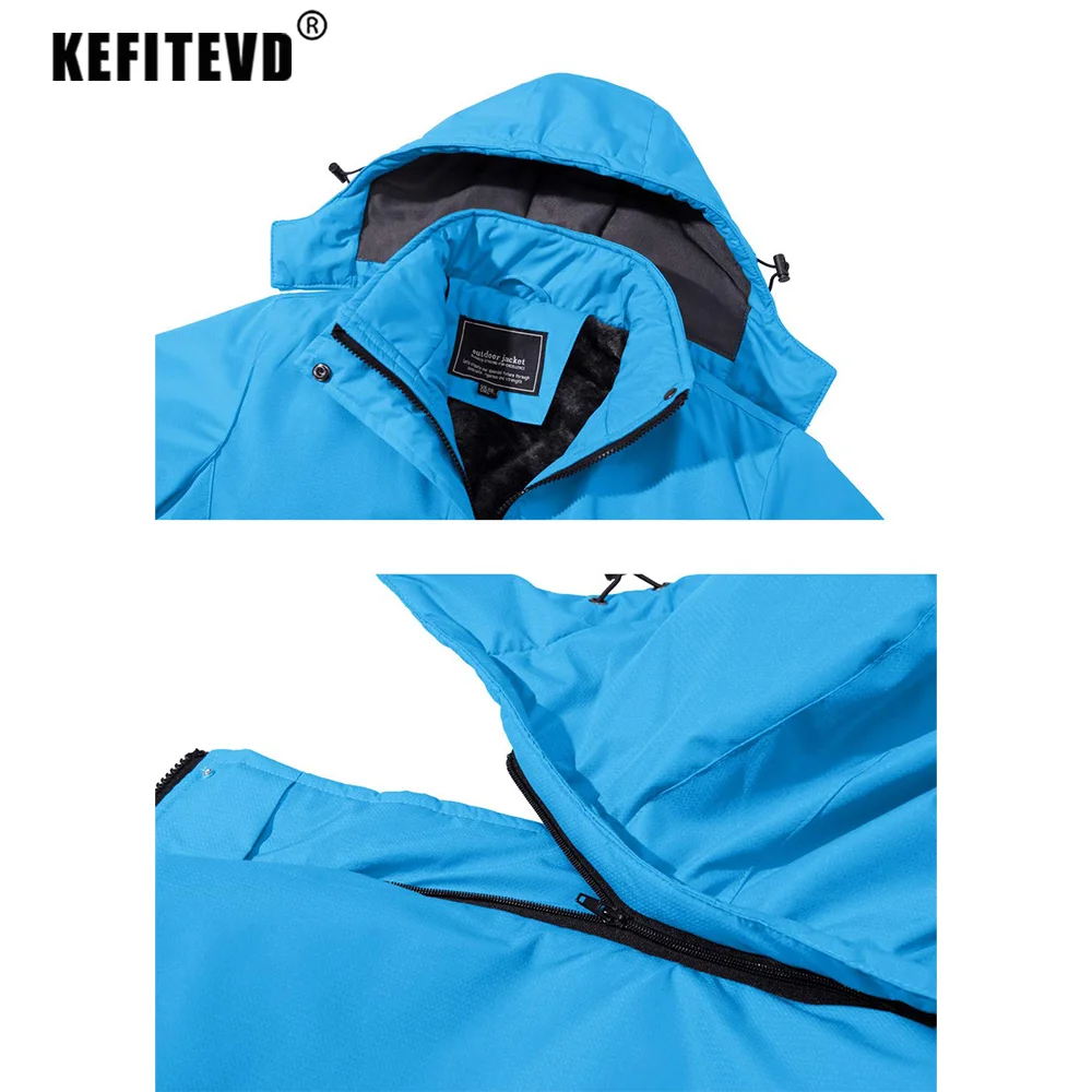 KEFITEVD Winter Ski Snowboard Warm Jacket Womens Waterproof Work Rain Jackets Outdoor Hiking Camping Outwear Coats Windbreaker