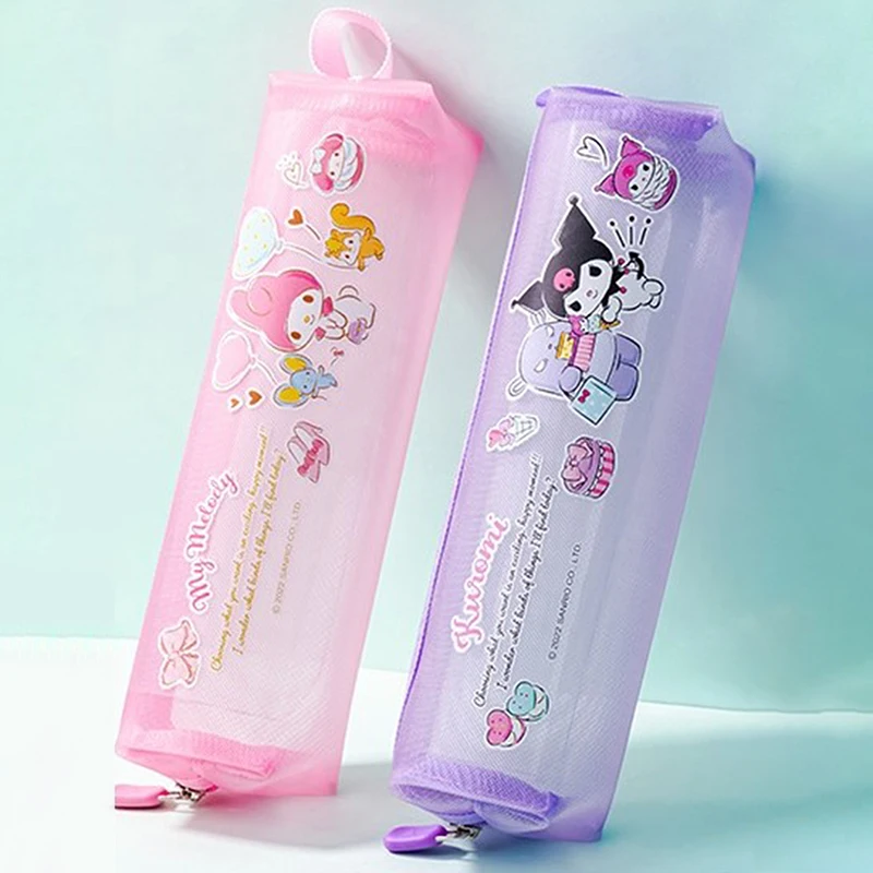 

Sanrio Сетчатая Сумка для ручек, канцелярские принадлежности, милая сумка для ручек, студенческий карандаш большой емкости, ажурные сумки для хранения ручек