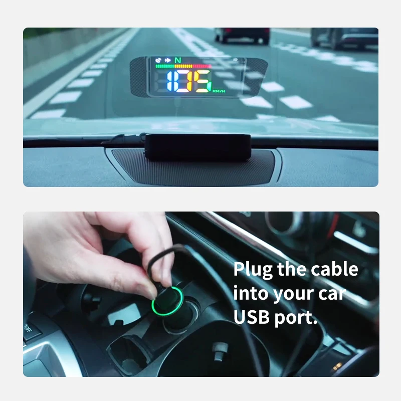 자동차용 KWHUD 헤드업 디스플레이 HUD GPS 디지털 속도계 MPH KM/H 전면 유리 프로젝터 과속 경보 자동 전자 장치