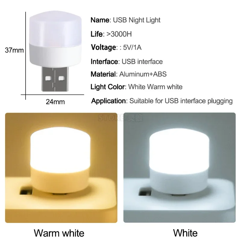thumbnail image 3 of Mini lámpara LED portátil USB L4 de 5 V y 1,2 W, lámpara de lectura para libros, banco de energía, PC, portátil, decoración de Año Nuevo y Navidad, 3 of 6