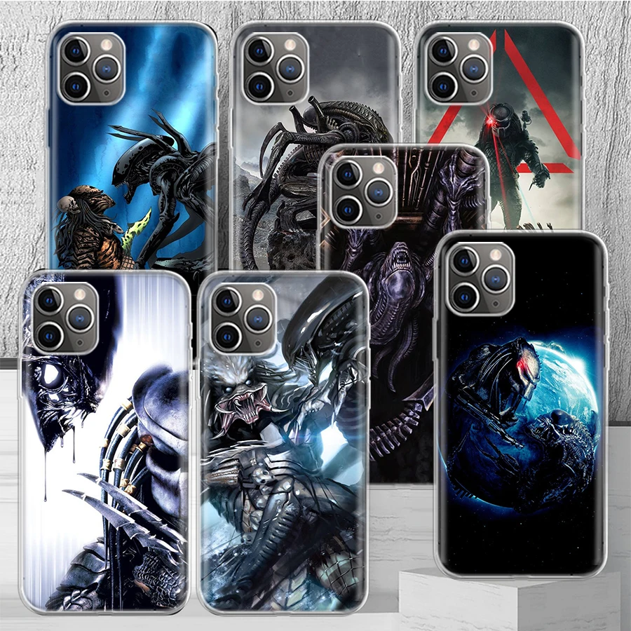 Custodia Per Telefono Dipinta Alien Vs Predator Per Iphone 14 13 Pro 11 15 Ultra 12 Xr X Xs Max 7 8 6S Plus Se Soft Pattern Coque Fun