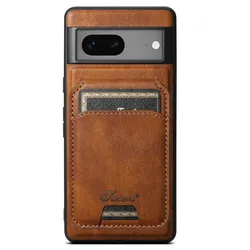 Sleek Leather Magnetic Wallet Phone Case with Card Slot and Shockproof Protection - Pixel 7 Pro (Brown)