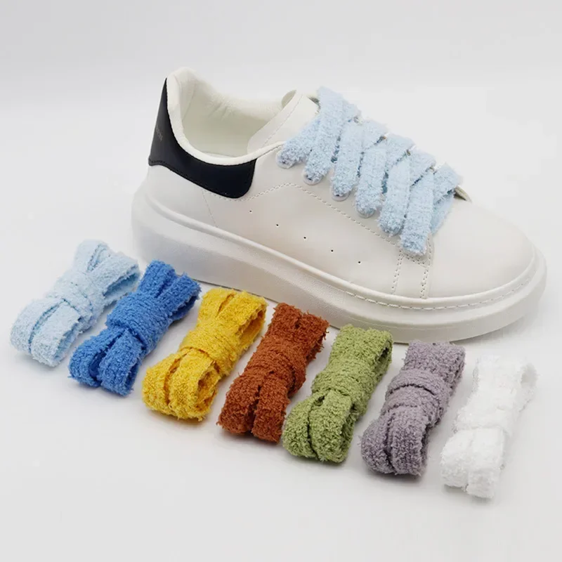 Flat Shoelace Fluffy Shoelaces 1.5CM Width Plush Rope Shoe Laces for Shoes Casual Sneakers 100/120/140/160CM Shoe Accessorie shoe laces,shoelaces without ties,shoe accessories