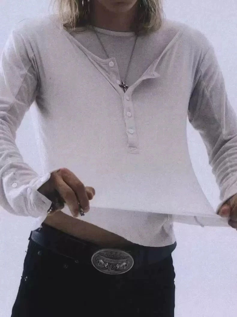 No Faith Studios 24ss Slim Fit round Ne Double Layer irt Bla