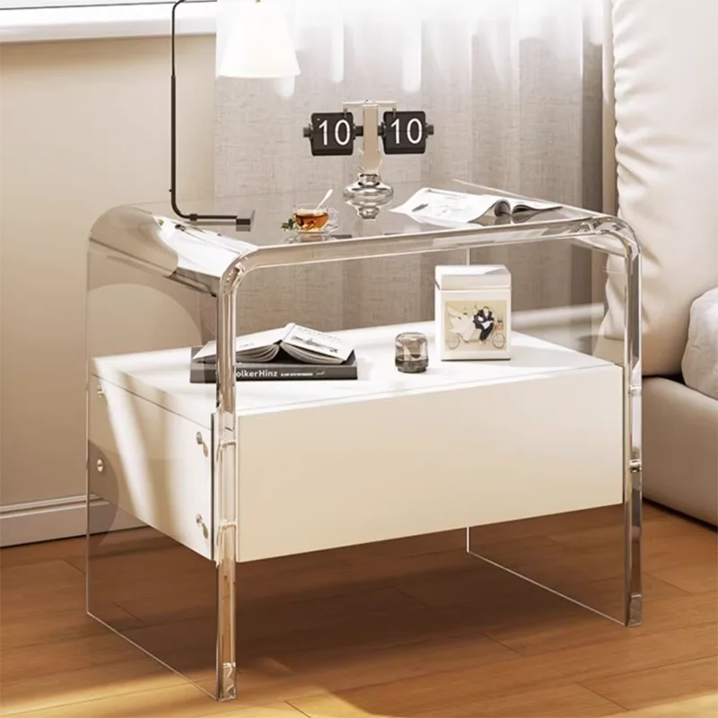 

Drawers Makeup Minimalist Bedside Table Cute Kawaii Sofa Hotel Low Nightstands Narrow Simple Nordic Mesa De Noche Home Furniture
