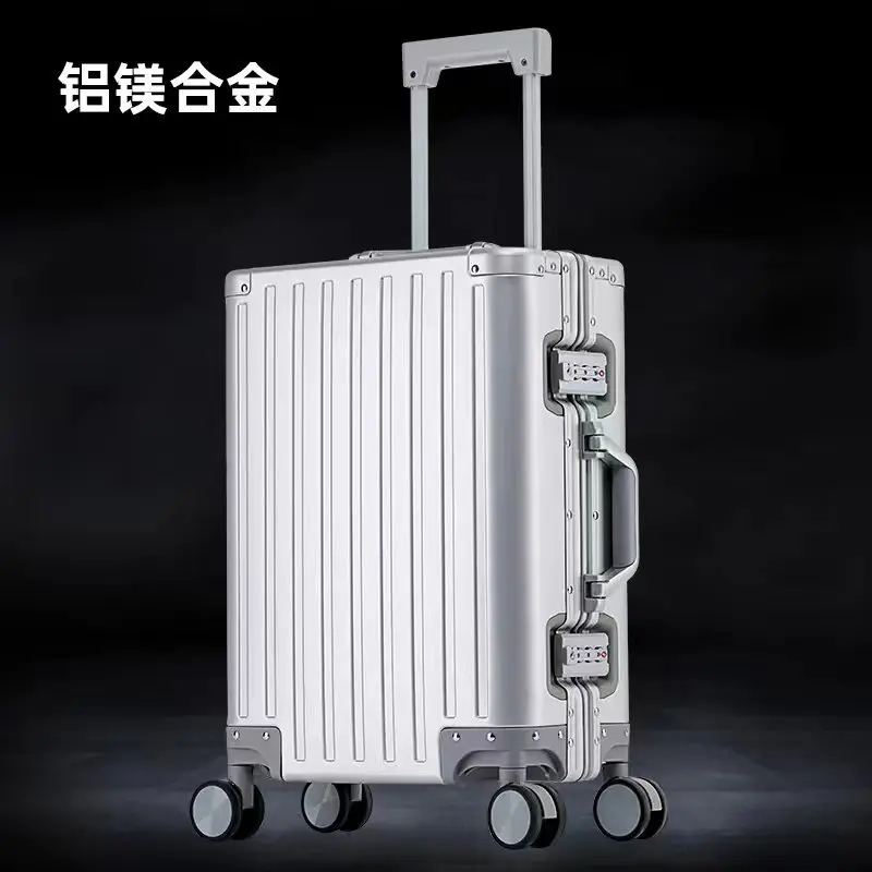 PLUENLI All-Aluminum Magnesium Alloy Luggage Men's and Women's Aluminum Frame Universal Wheel Trolley Case Boarding Travel Metal