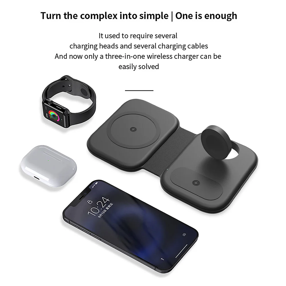 3 In 1 Wireless Charger Stand For IPhone 14 13 12 11 XR XS Apple Watch Fast Charging Dock Cable Station for Airpods Pro IWatch 8