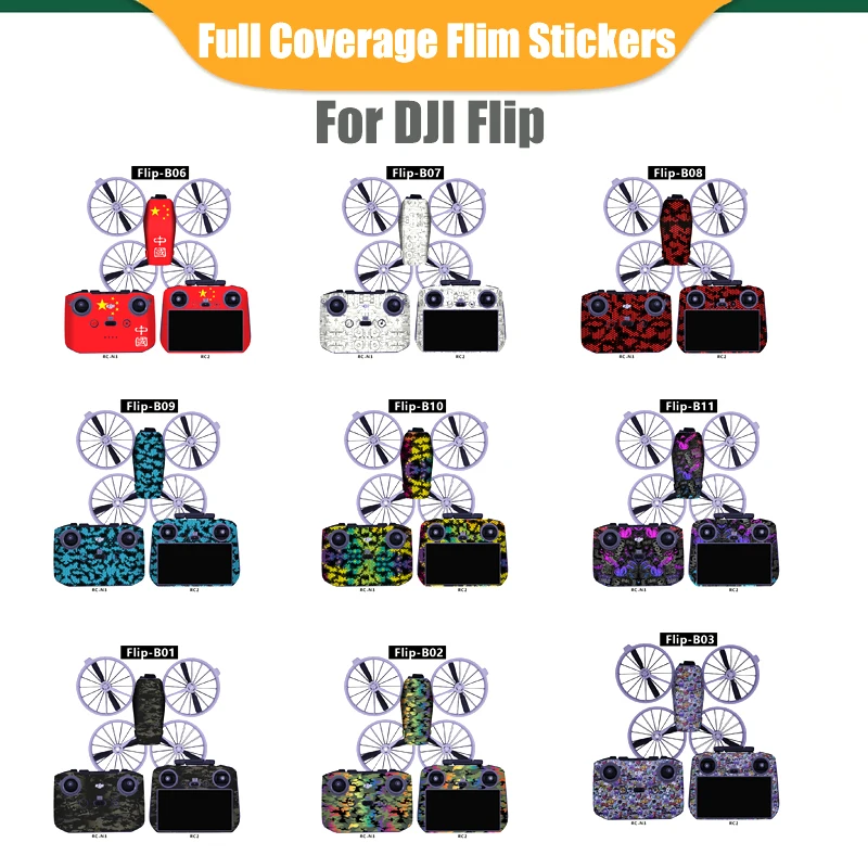 Decorative Sticker For DJI Flip Waterproof Portective Stickers Body Full Coverage Flim Stickers For DJI Flip Drone Accessories