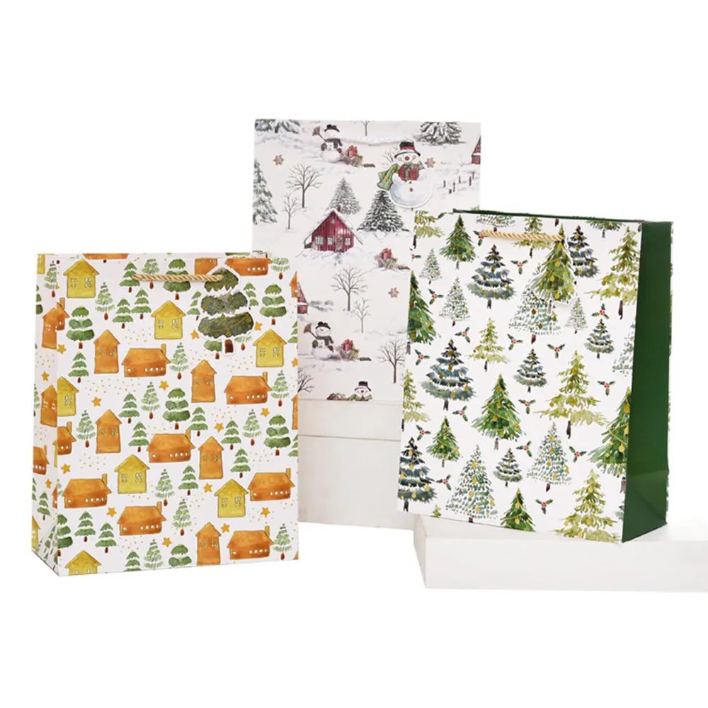 

Подарочные пакеты с надписью "Merry Christmas", мешки для Санты, Новогодняя упаковка, коробки, сумка из крафт-бумаги, сумка, сумка, Рождественская елка, лось, Рождественская коробка для конфет