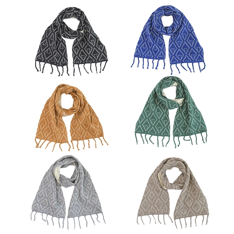 

Новый стильный вязаный шарф, зимний шарф из пашмины с кисточками, шаль, шерстяной элегантный повседневный шарф